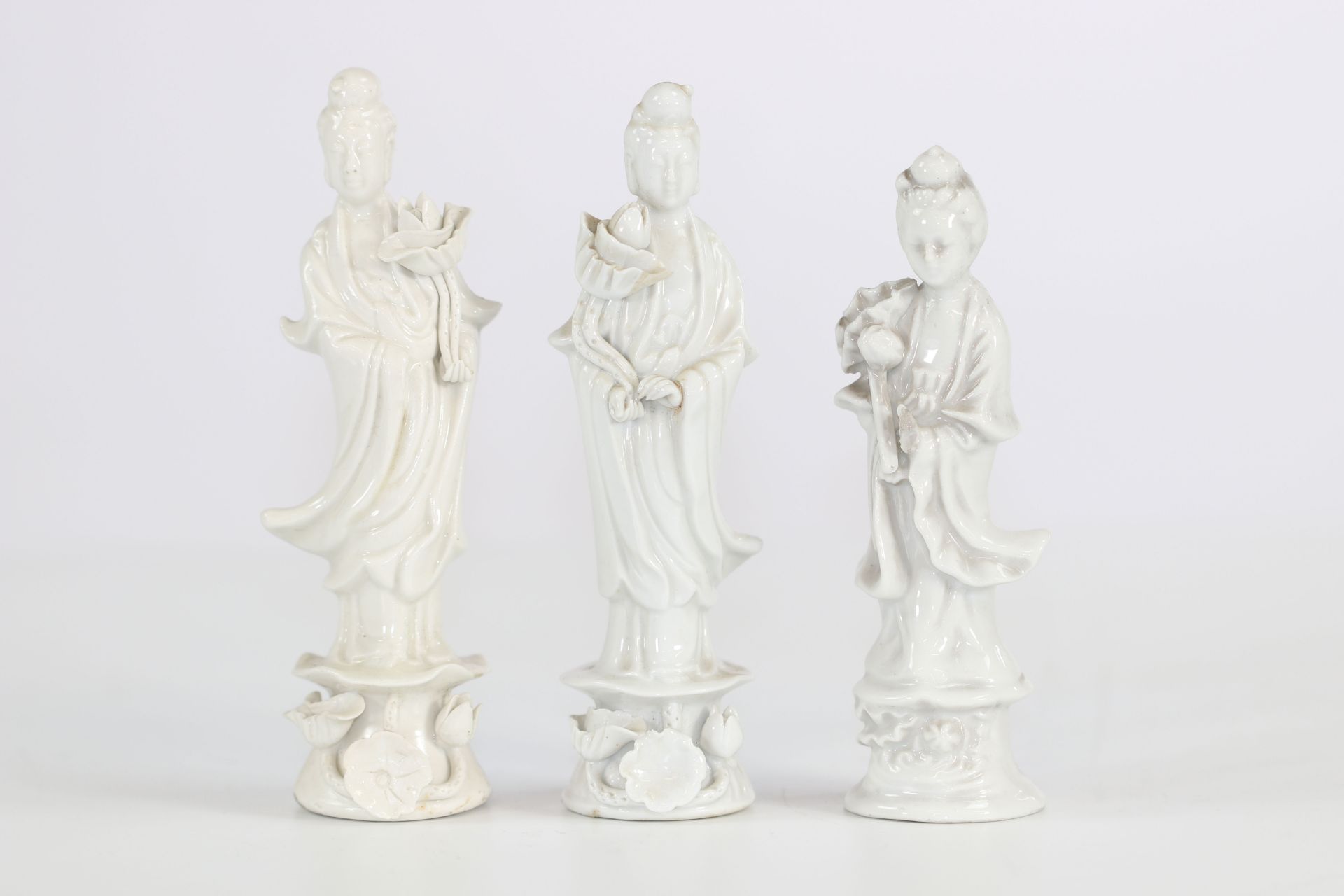 Lot of 3 Chinese white statuettes Quanying - circa 1900 - China