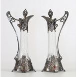 Art Nouveau pair of richly decorated jug circa 1900