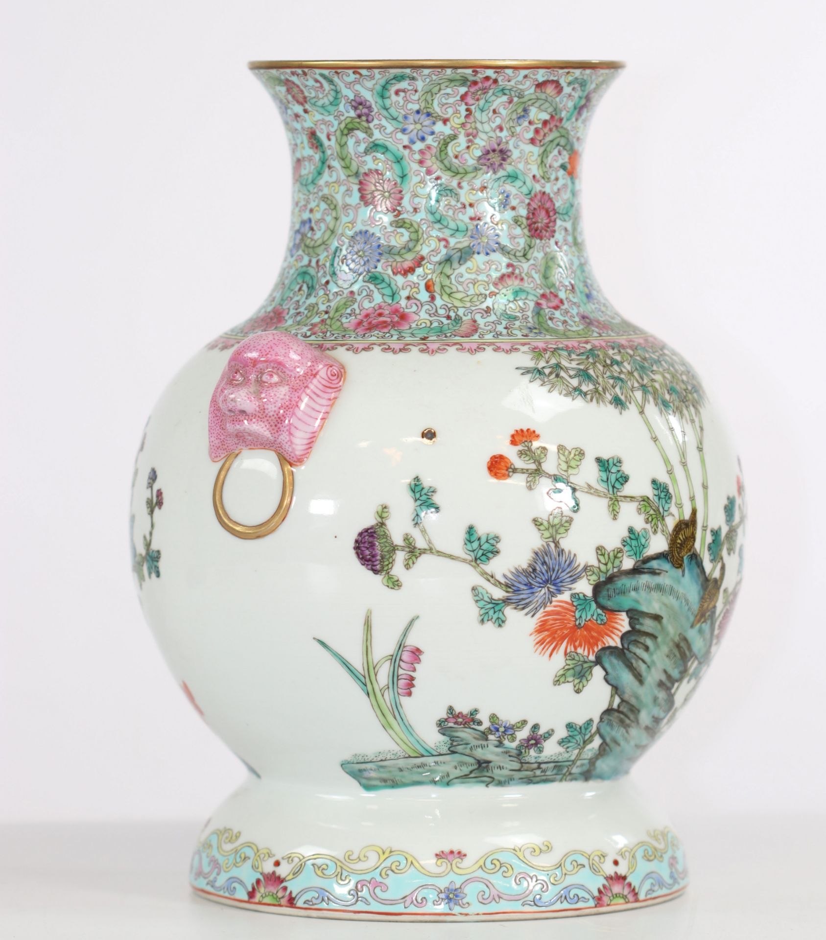 China porcelain vase decorated with quail republic period mark under the piece - Image 4 of 5