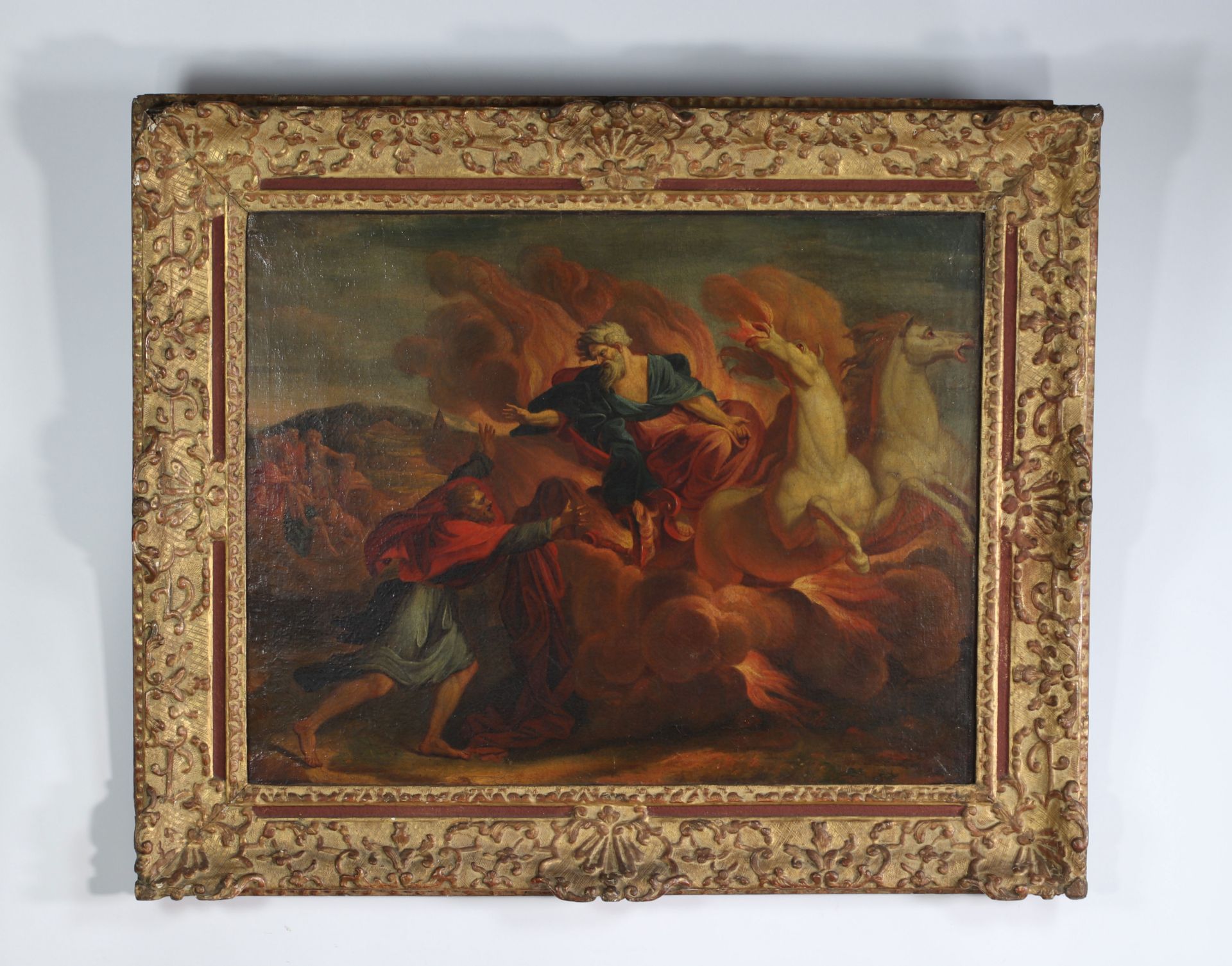 Oil on canvas 18th 'The Abduction of Elijah into Heaven on a Chariot of Fire' - Image 2 of 2