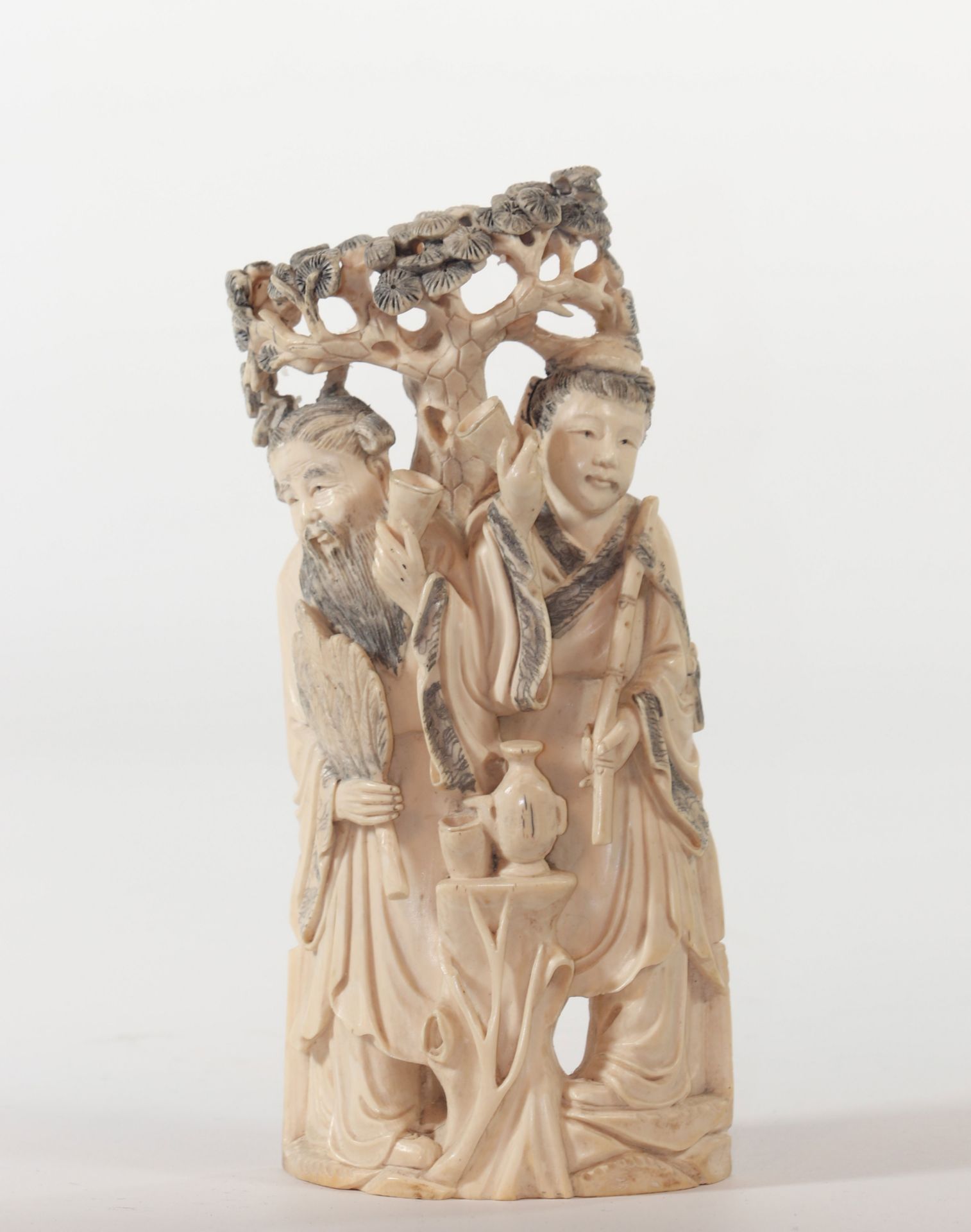 China sculpture of 3 figures early 20th century