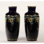 Pair of Art Deco Keramis vase with flower decoration