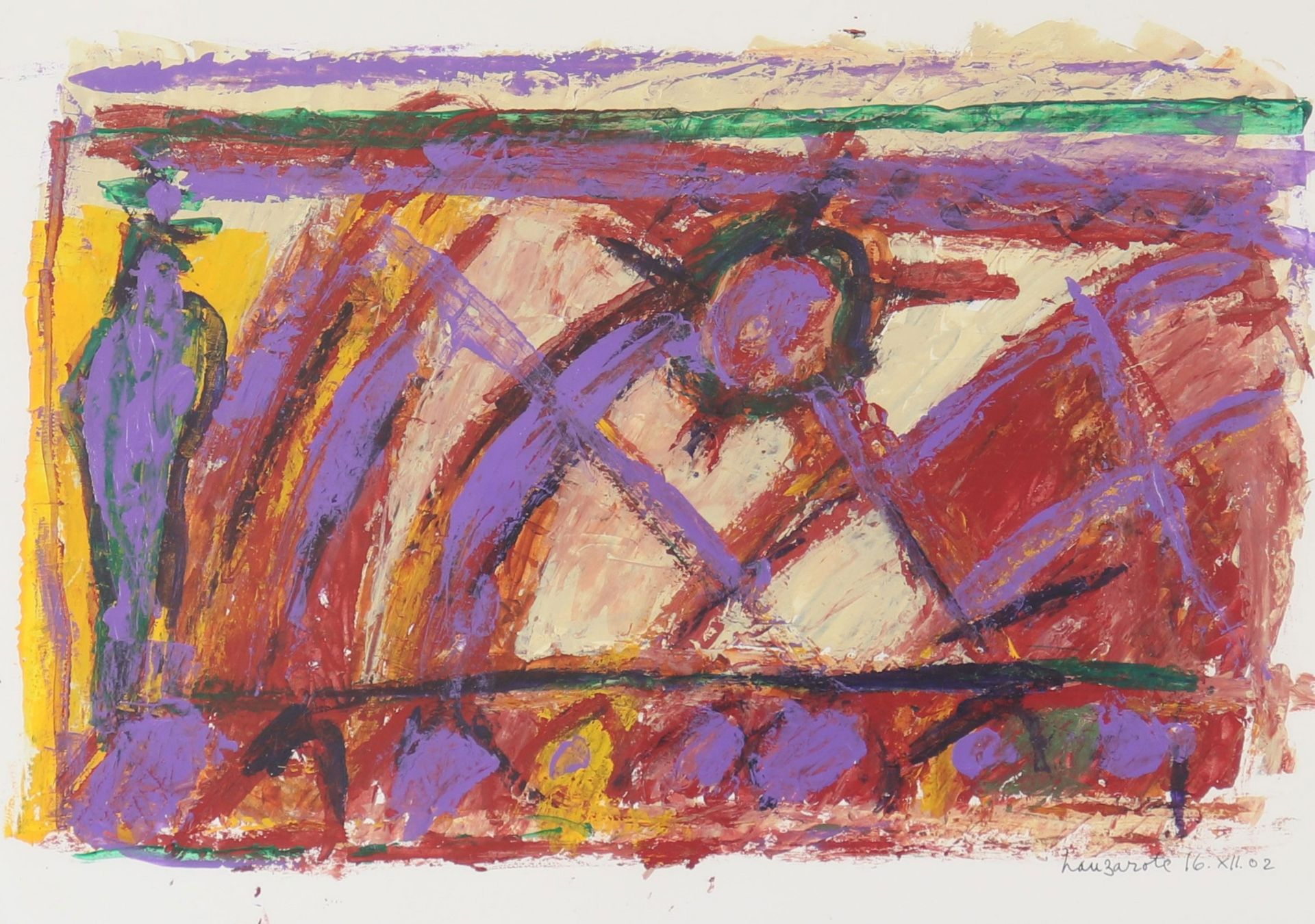 Gust GRAAS (1924-2020) Luxembourg oil on paper"composition Lanzarote"