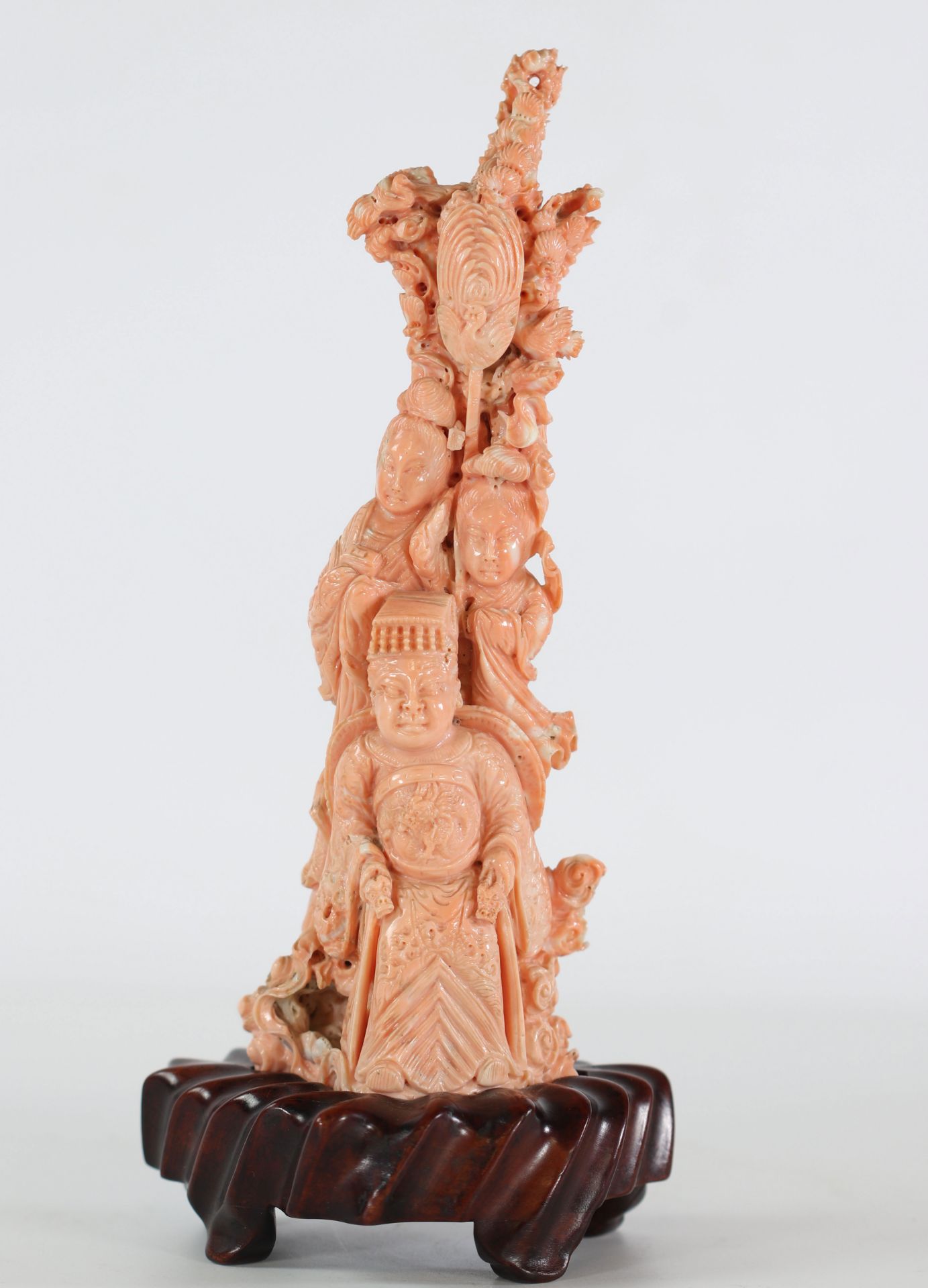 China important coral group carved with figures circa 1900