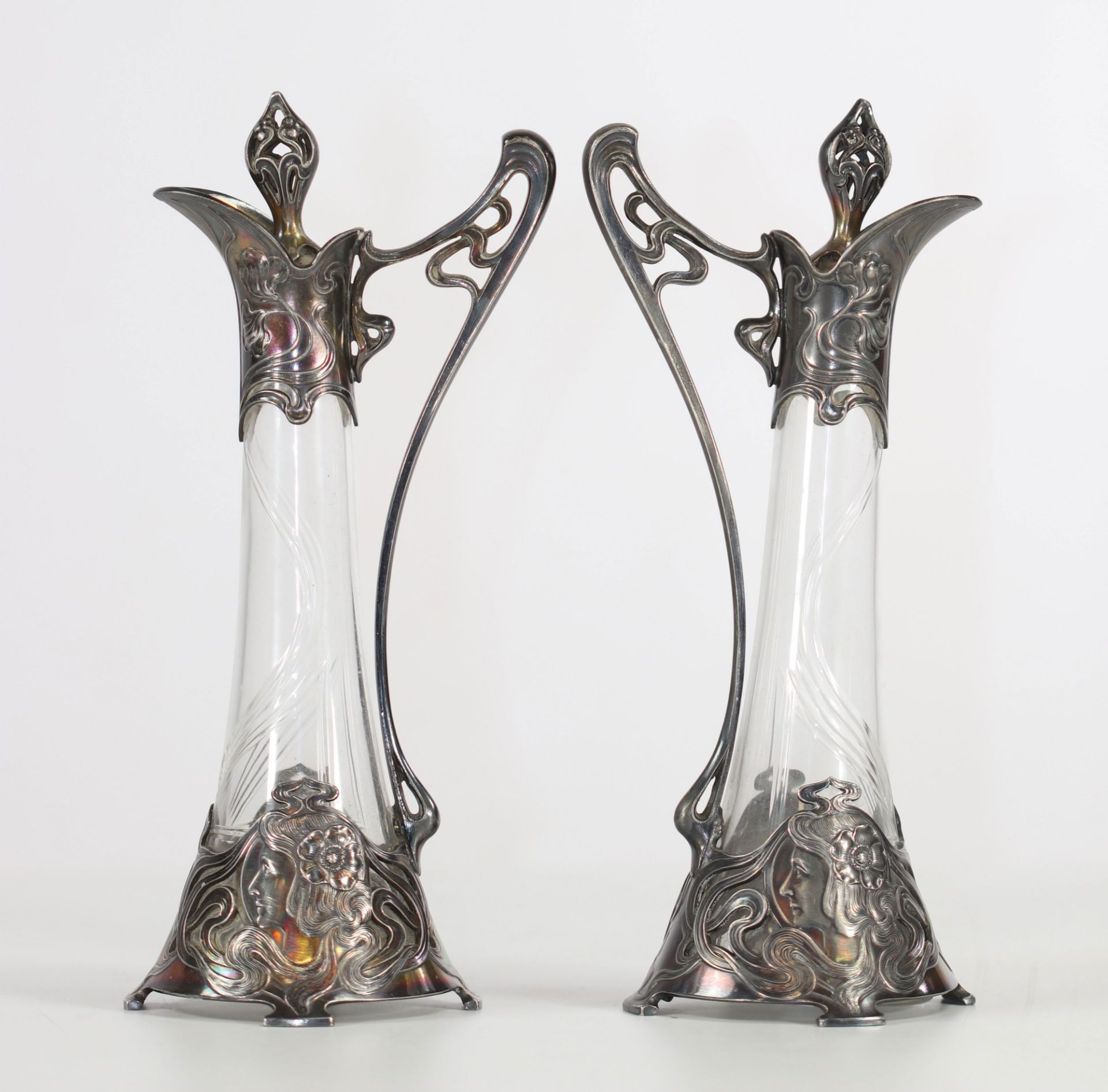 Art Nouveau pair of richly decorated jug circa 1900 - Image 2 of 3