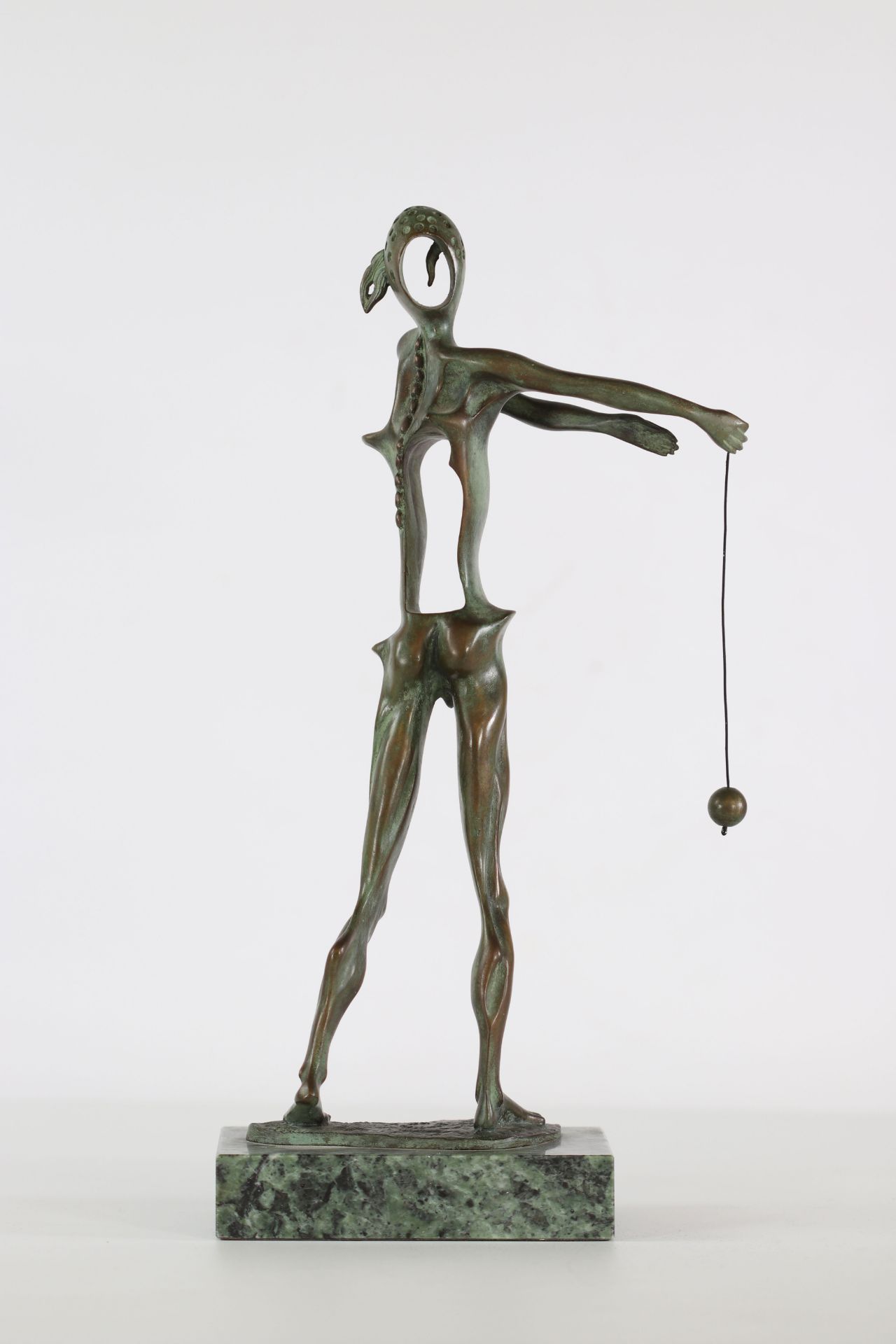 Salvador Dali Homage to Newton 1981 Bronze sculpture with green patina Signed"Dali Dated 1981 Number - Image 3 of 6