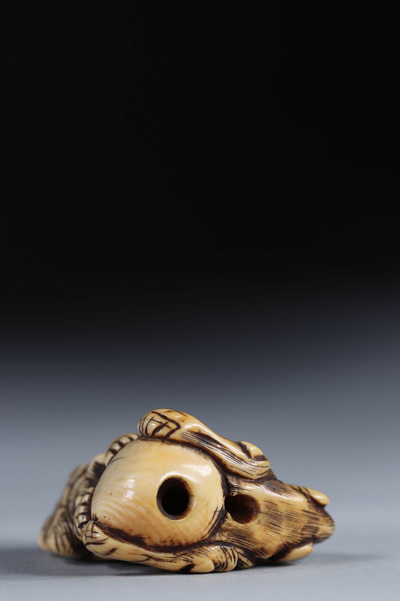 Netsuke carved - a ShiShi on a ball. Japan Edo period - Image 4 of 4