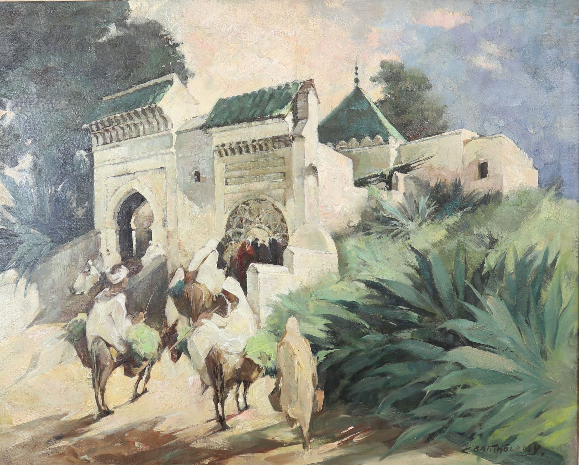 Camille BARTHELEMY (1890-1961) large oil on canvas"Marabout near Meknes""page 268 of the catalog Rai