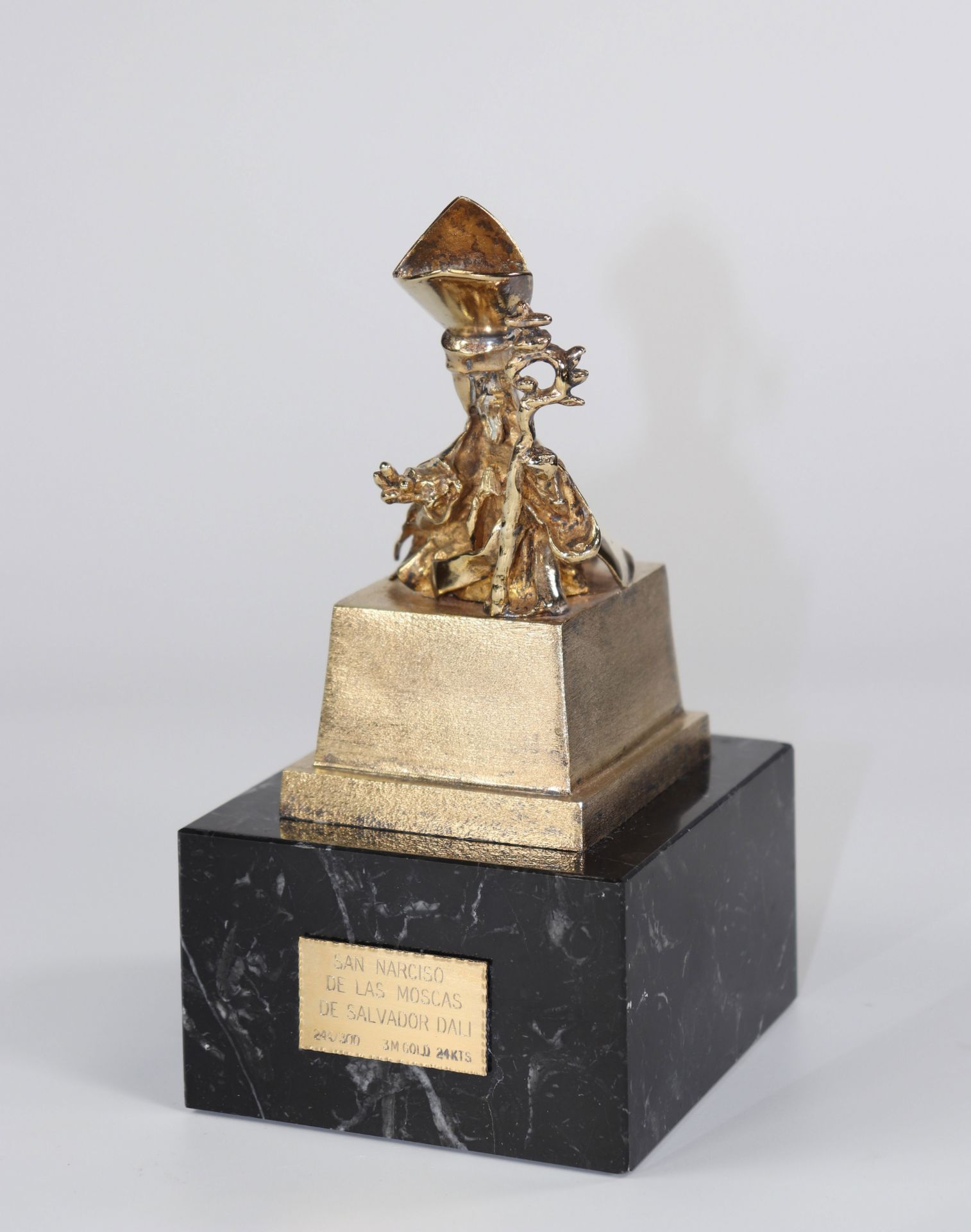 Salvador Dali"Saint Narcissus of the Flies" Proof in gilded bronze with 24 carat fine gold represent - Image 9 of 9