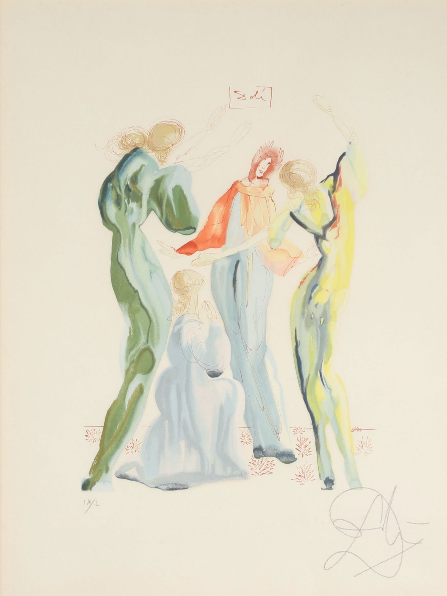 Salvador Dali La Danse 1960 Color lithograph on arches vellum Signed in the plate