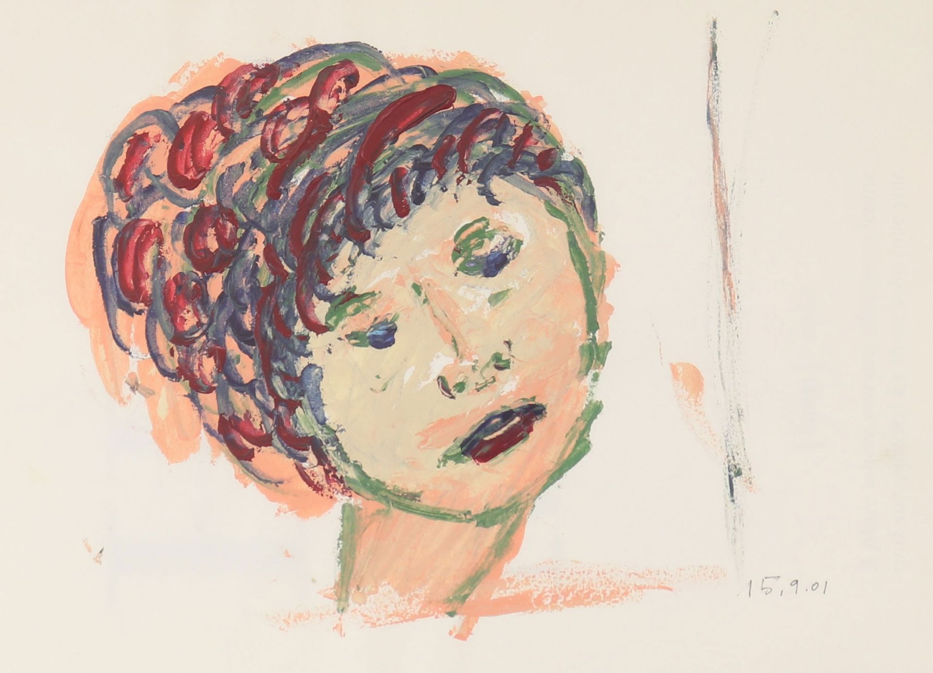 Gust GRAAS (1924-2020) Luxembourg oil on paper"face of a woman"