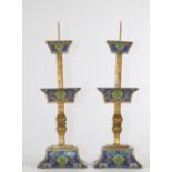 China pair of Qing period cloisonne candlesticks