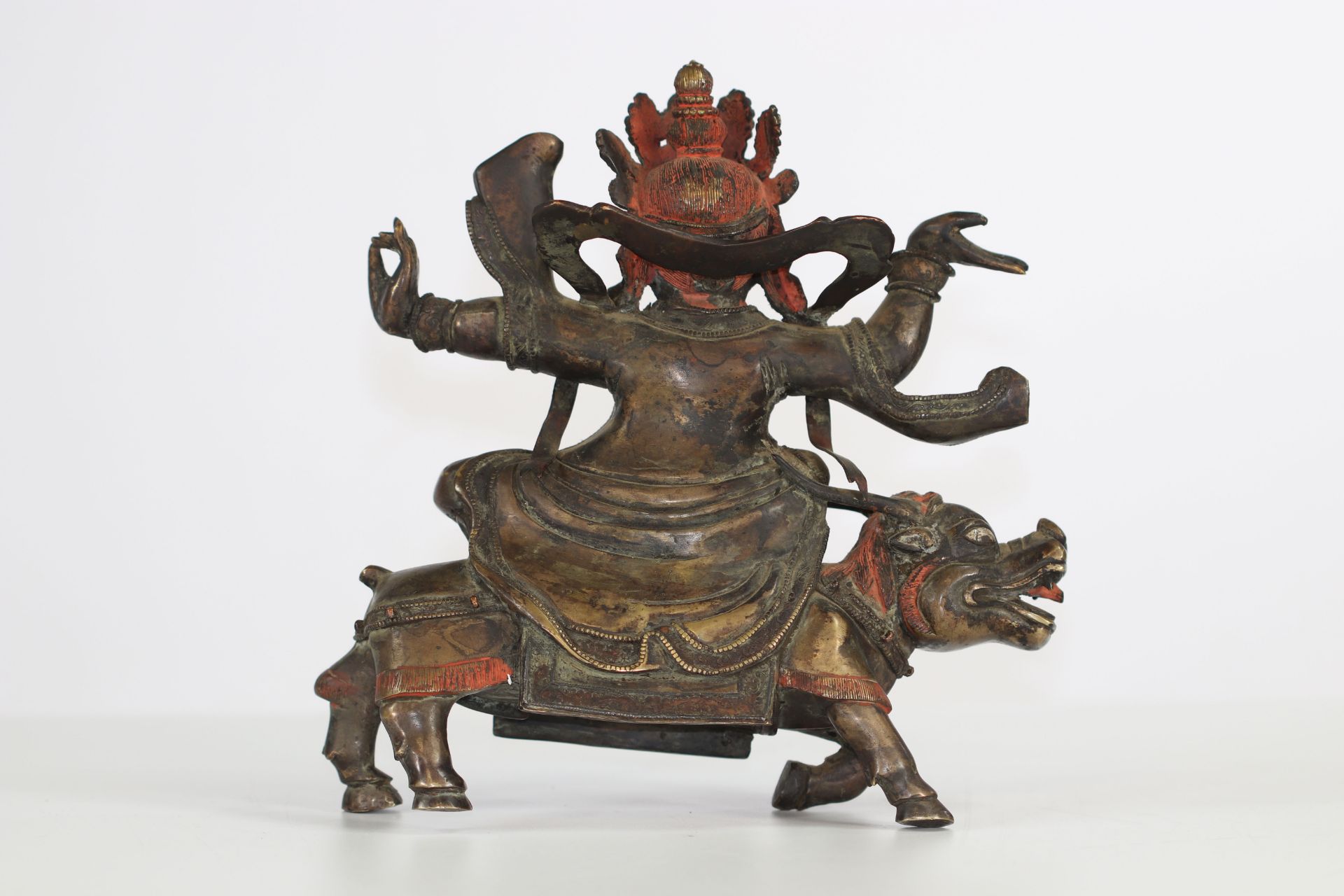 Tibet bronze sculpture of a deity on a buffalo - Image 2 of 2