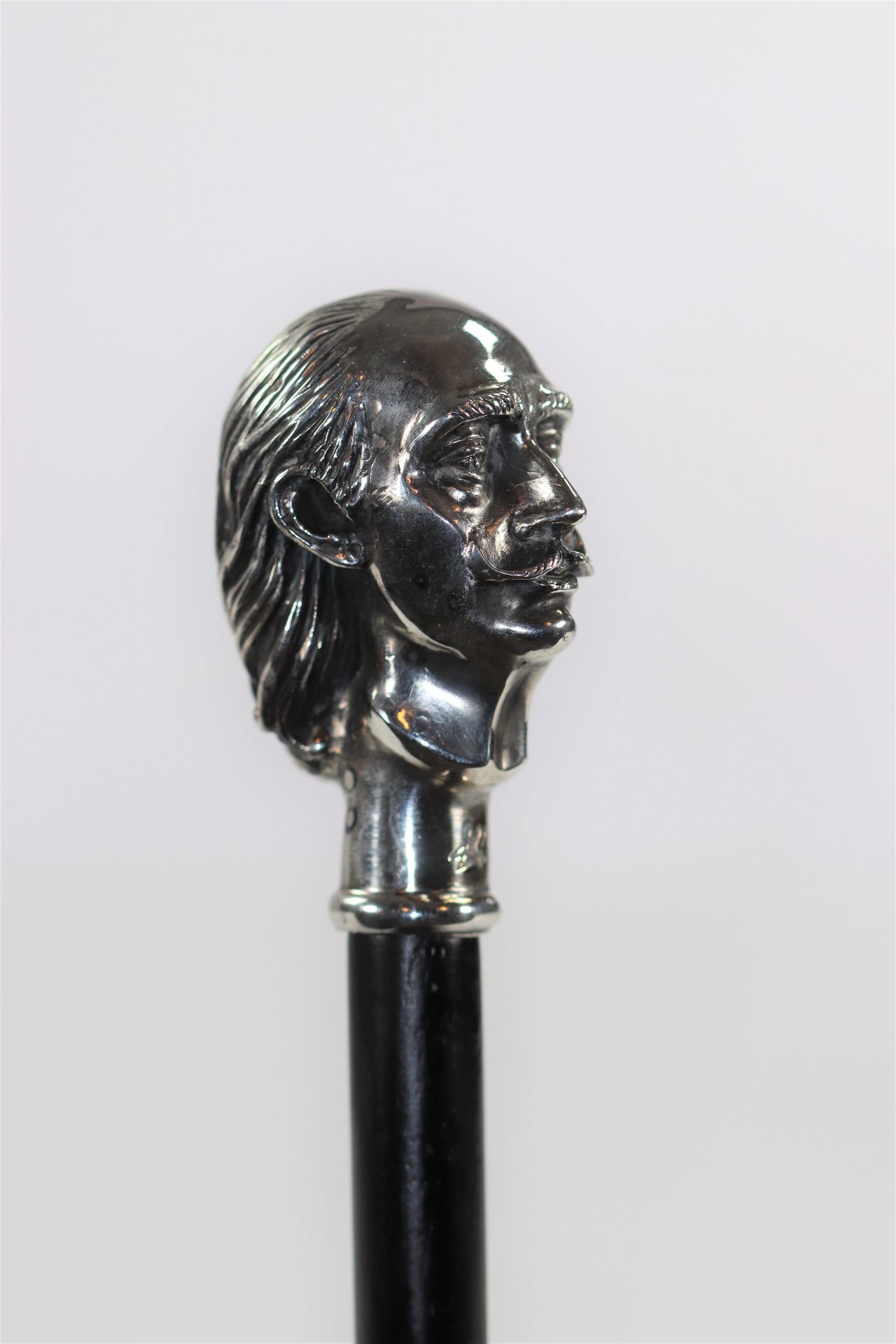 Salvador Dali The Cane of Dali Circa 1980 Self-portrait sculpture of Salvador Dali in silver on a wo - Image 4 of 6