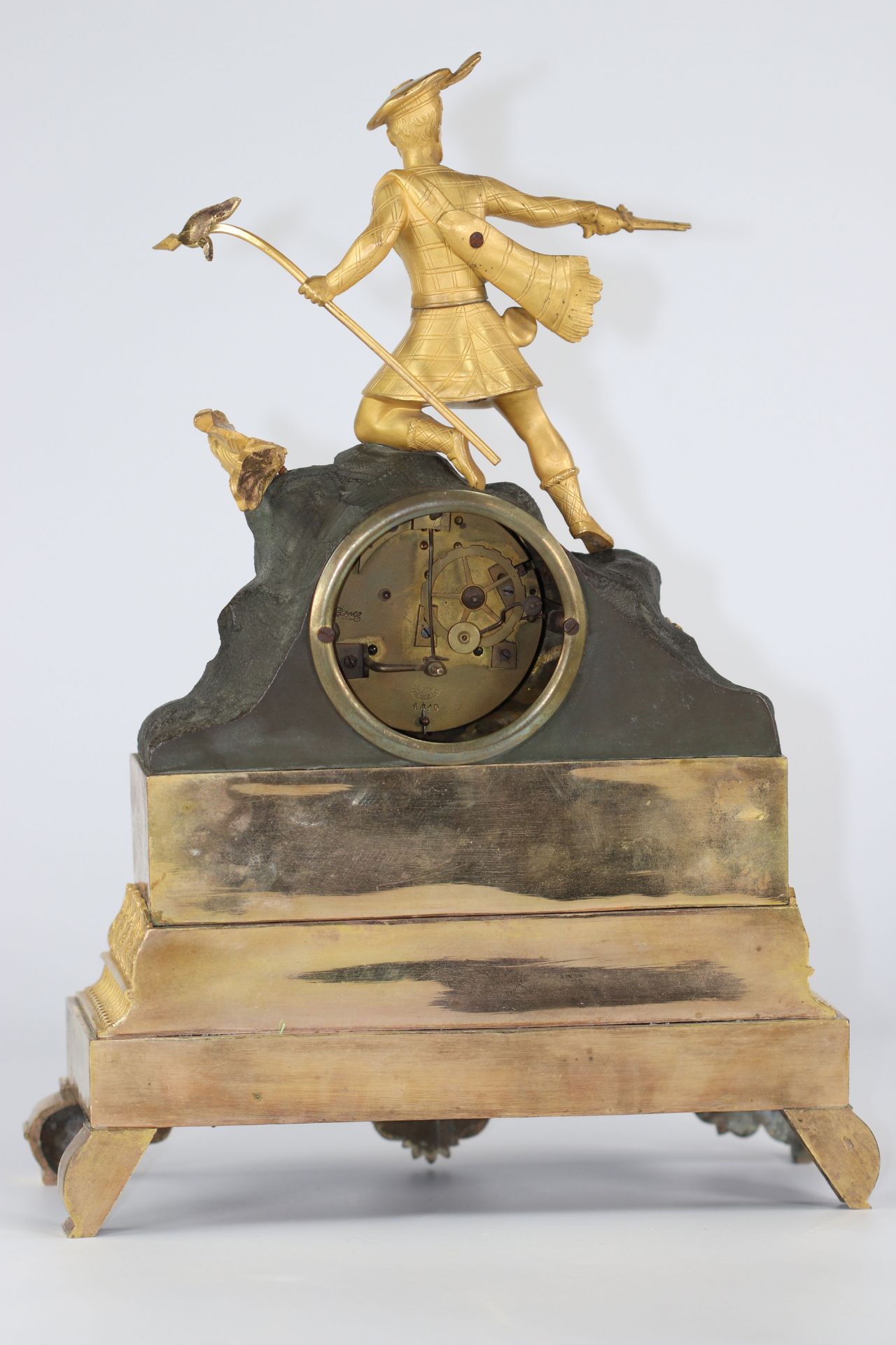 Empire period gilt bronze clock surmounted by a Scottish - Image 3 of 3