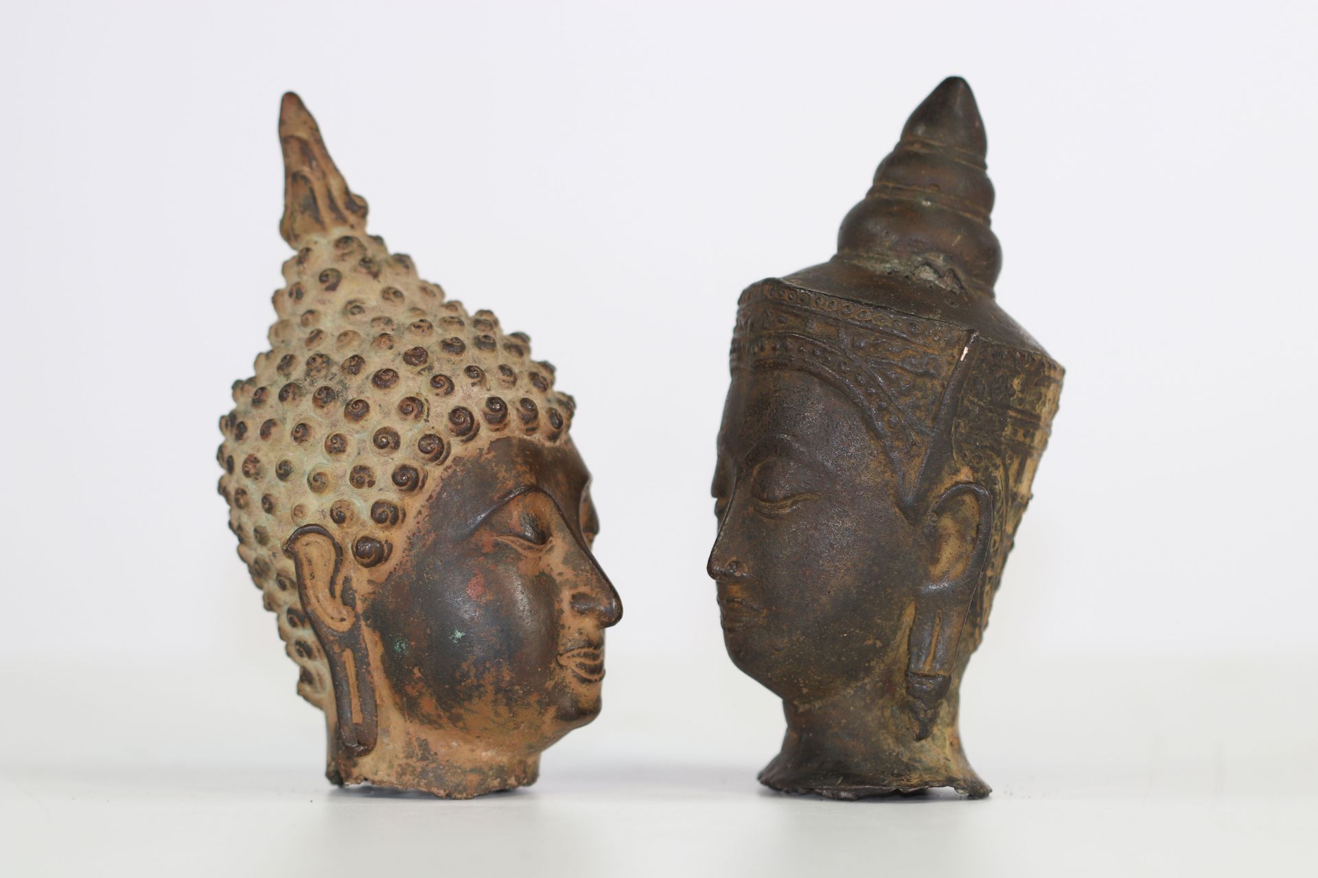 Thailand lot of 2 bronze heads 18 / 19th - Image 2 of 3