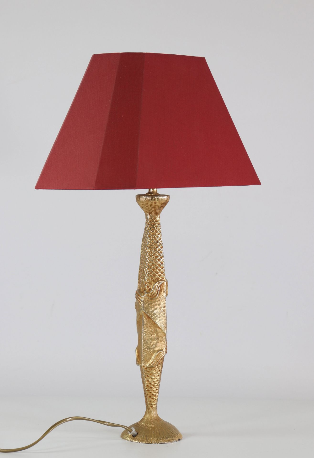 Stephane GALERNEAU (XX) Rare gilt bronze fish lamp signed at the base - Image 2 of 4