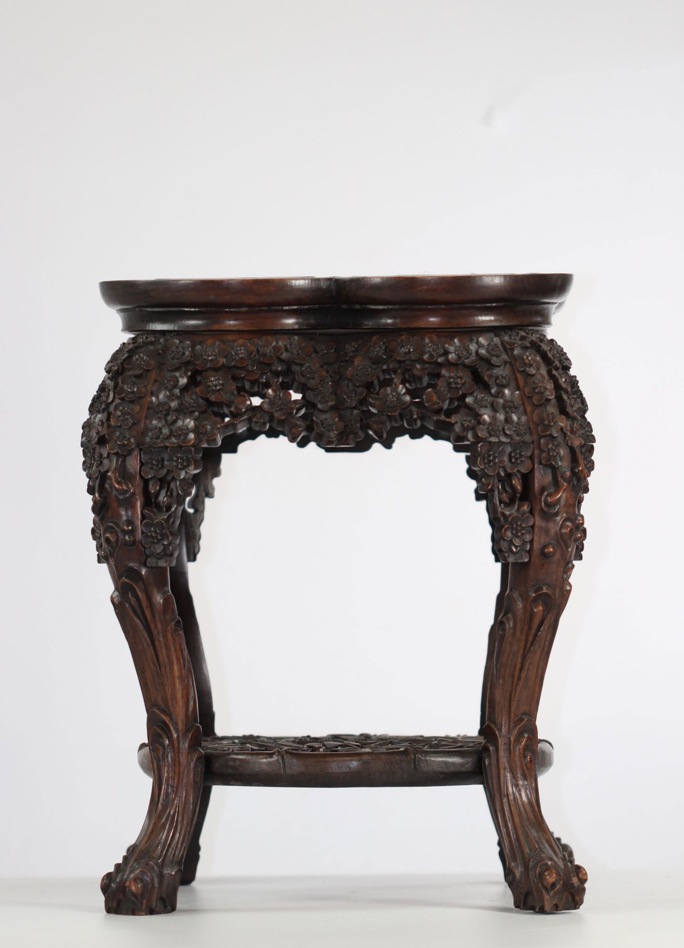 Ironwood stand with mother-of-pearl inlays, for the Peranakan Straits Nyonya market, China, 19th cen - Image 2 of 5