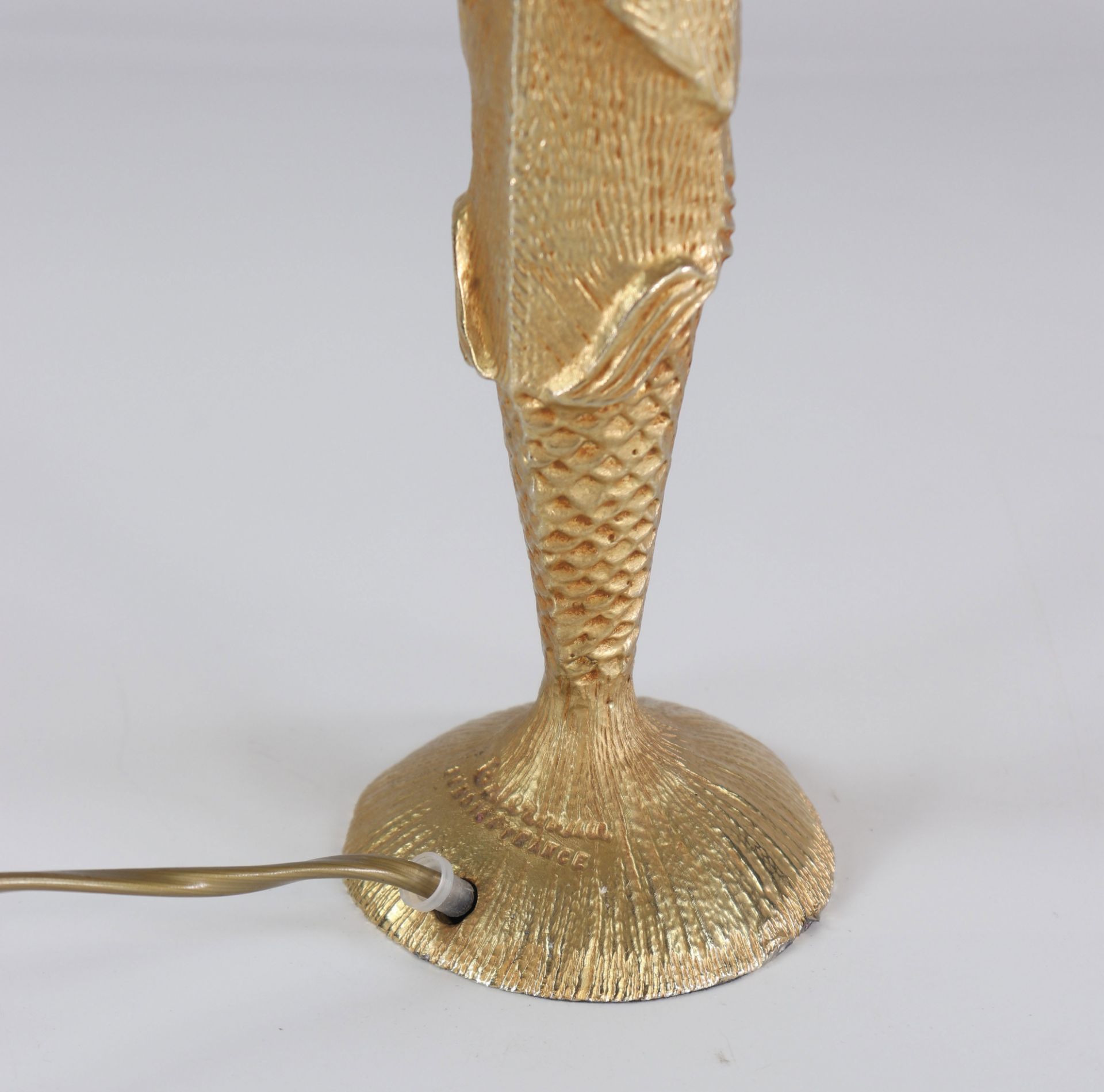 Stephane GALERNEAU (XX) Rare gilt bronze fish lamp signed at the base - Image 3 of 4