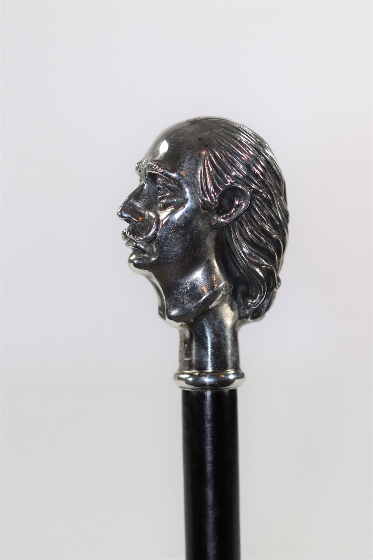 Salvador Dali The Cane of Dali Circa 1980 Self-portrait sculpture of Salvador Dali in silver on a wo - Image 2 of 6