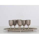 Chinese silver liqueur set, circa 1900