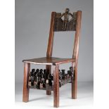 Chef's chair Tchokwe backrest surmounted by a character early 20th century