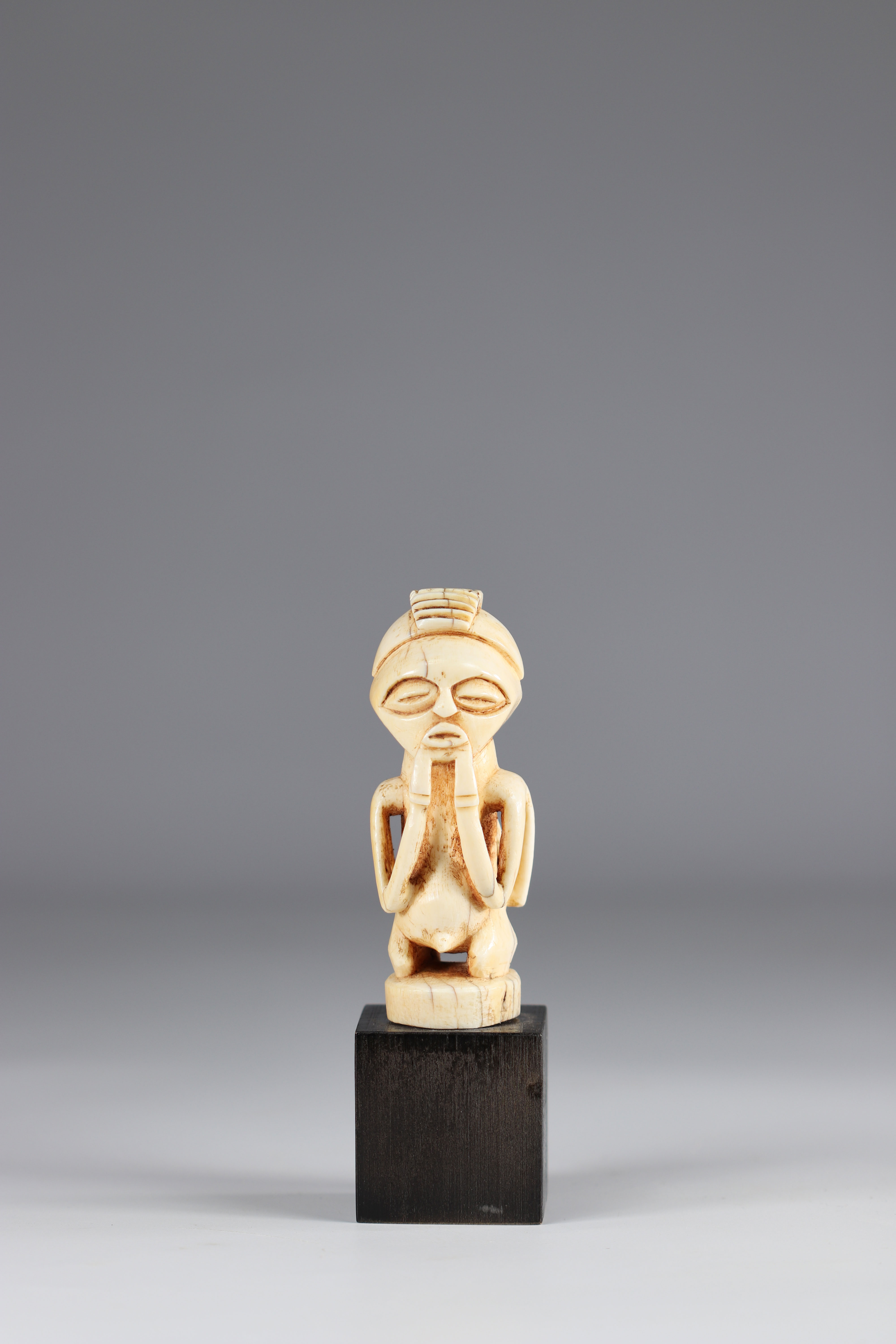 Hungana janus statuette - beautiful patina coll. private Belgian - early 20th century - DRC - Africa - Image 3 of 5