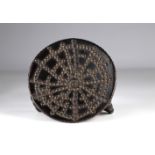 Rare Kamba stool openworked with upholstery nails and deep patina of use - Africa Kenya - late 19th-