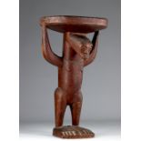 Rare Caryatid Songe stool,circa 1930 Prov: Portuguese Private Collection