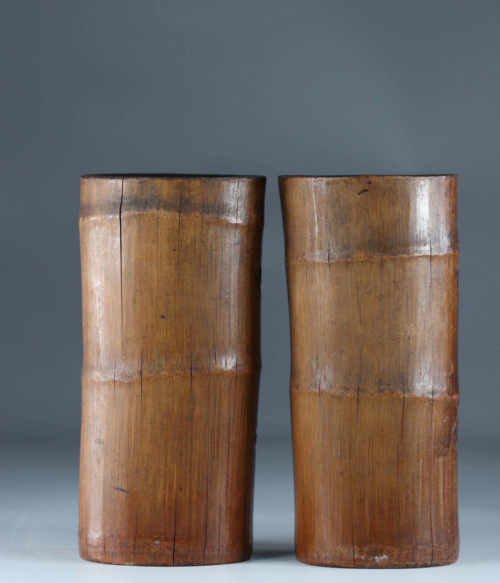 China bamboo brush holders circa 1900 - Image 3 of 3