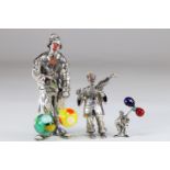 Italian clown (3) in silver and Murano glass monkey Ancini