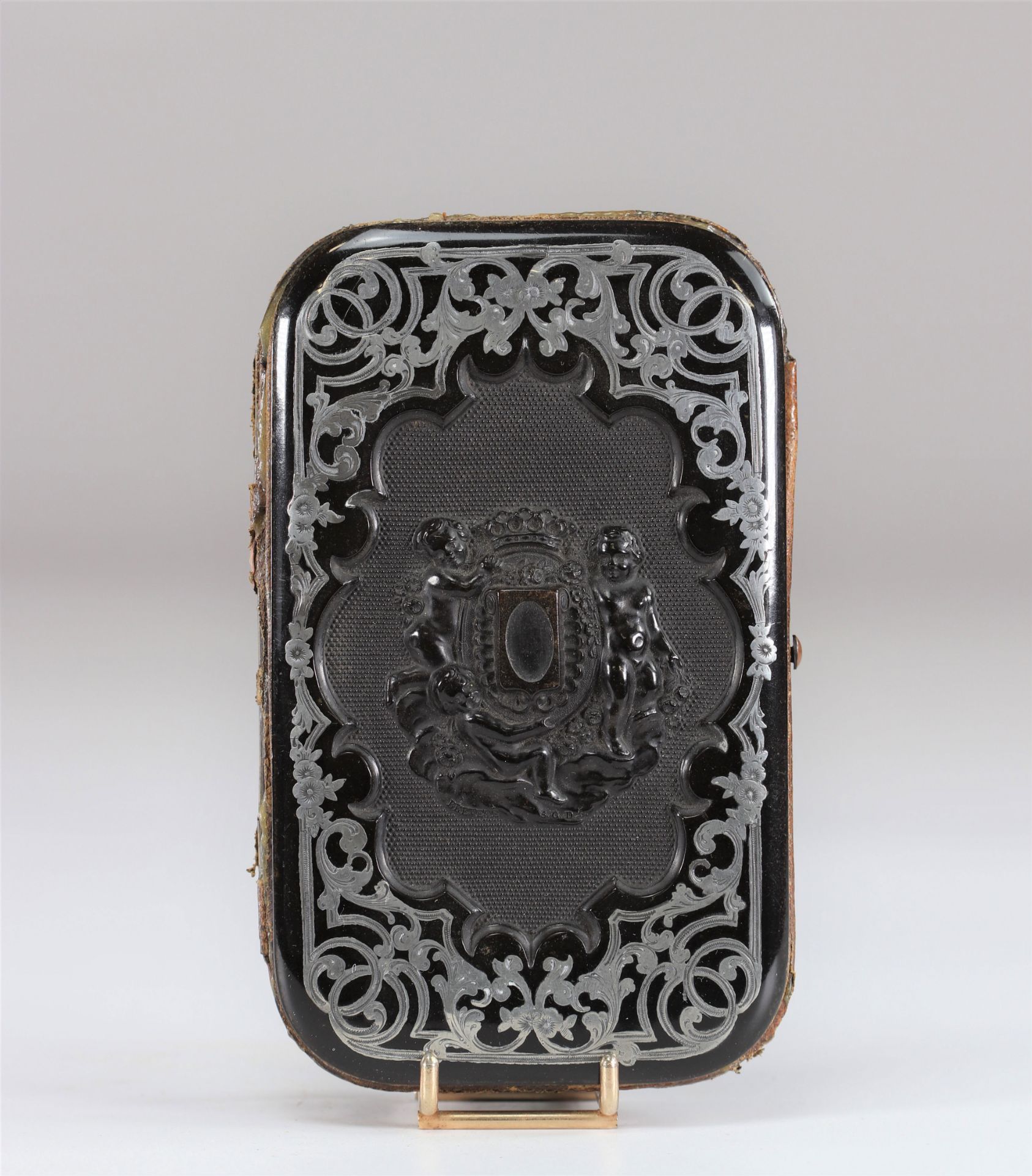 box decorated with angels and silver 19th