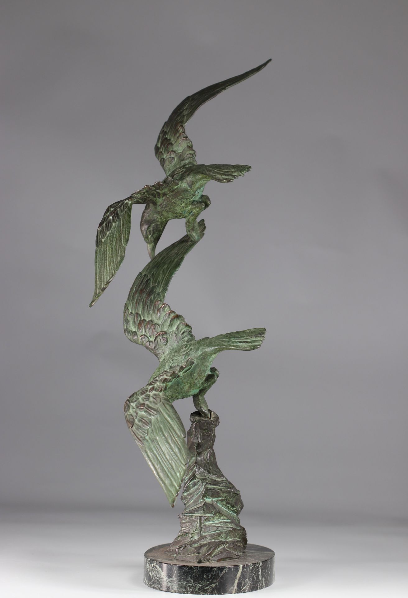 E. TISSOT (XX) large Art Deco bronze "the flying birds" - Image 5 of 5
