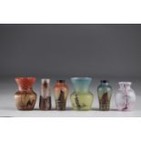 Lot of 6 enamelled glass vases circa 1930