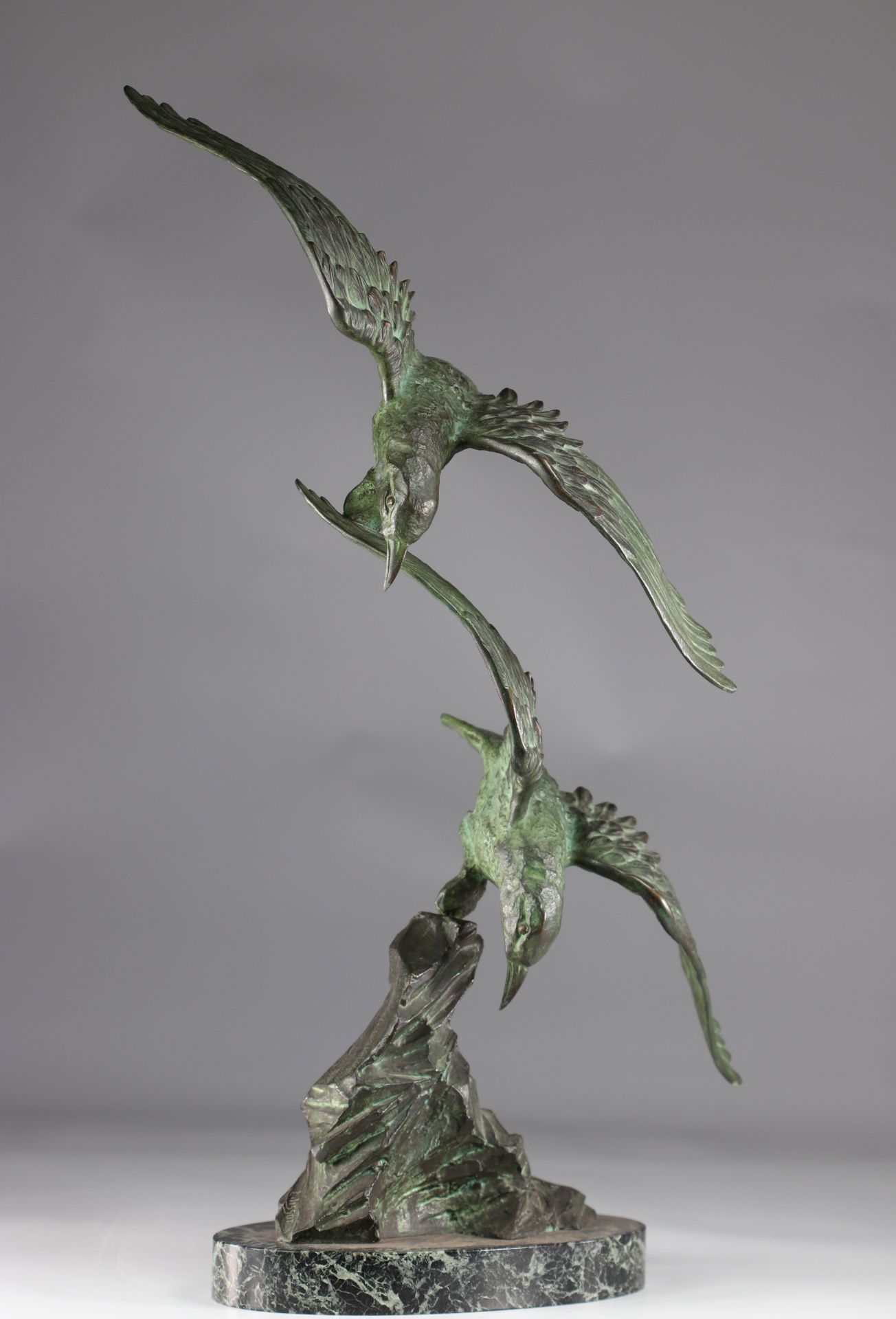 E. TISSOT (XX) large Art Deco bronze "the flying birds" - Image 2 of 5