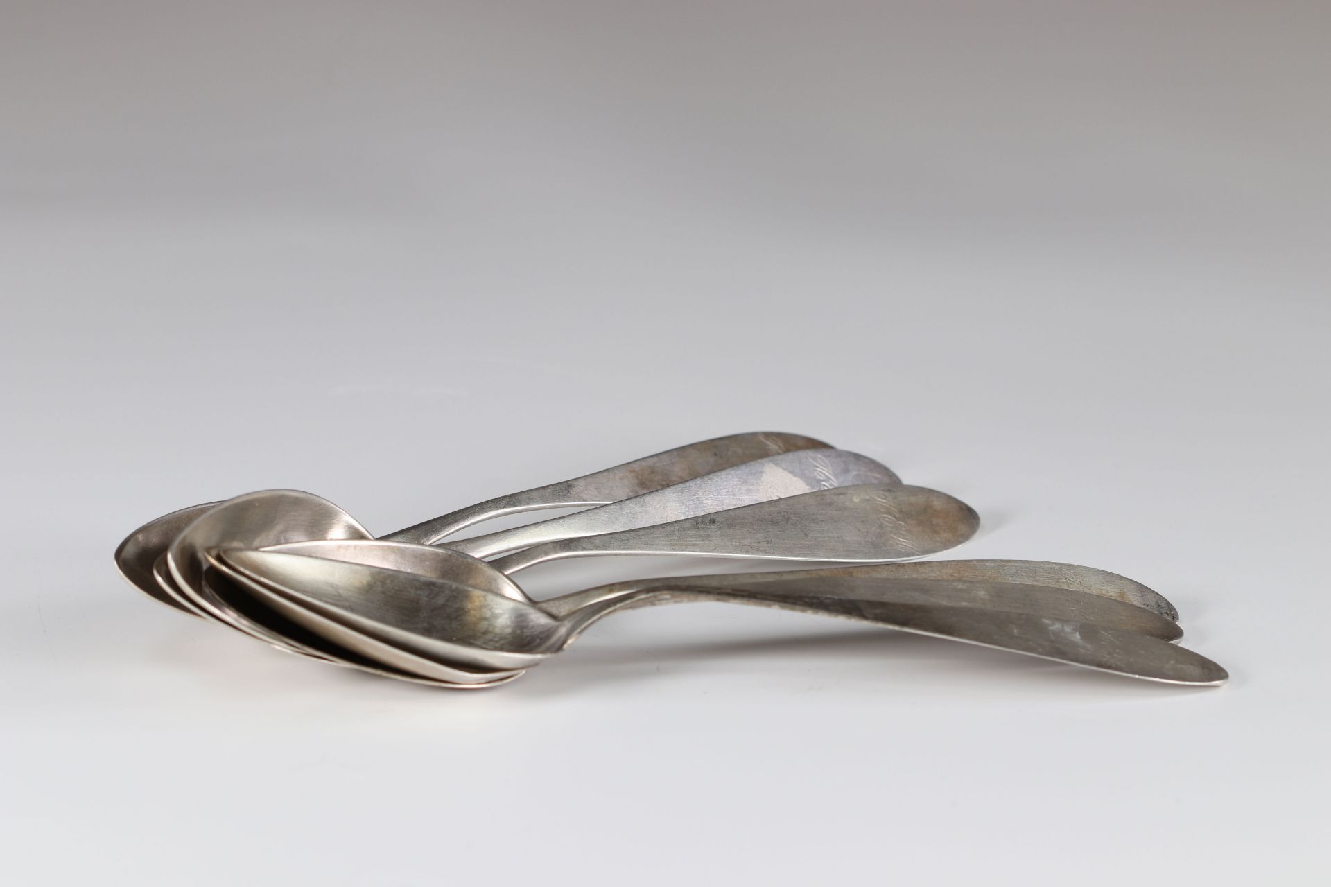 18th silver spoons set of 6