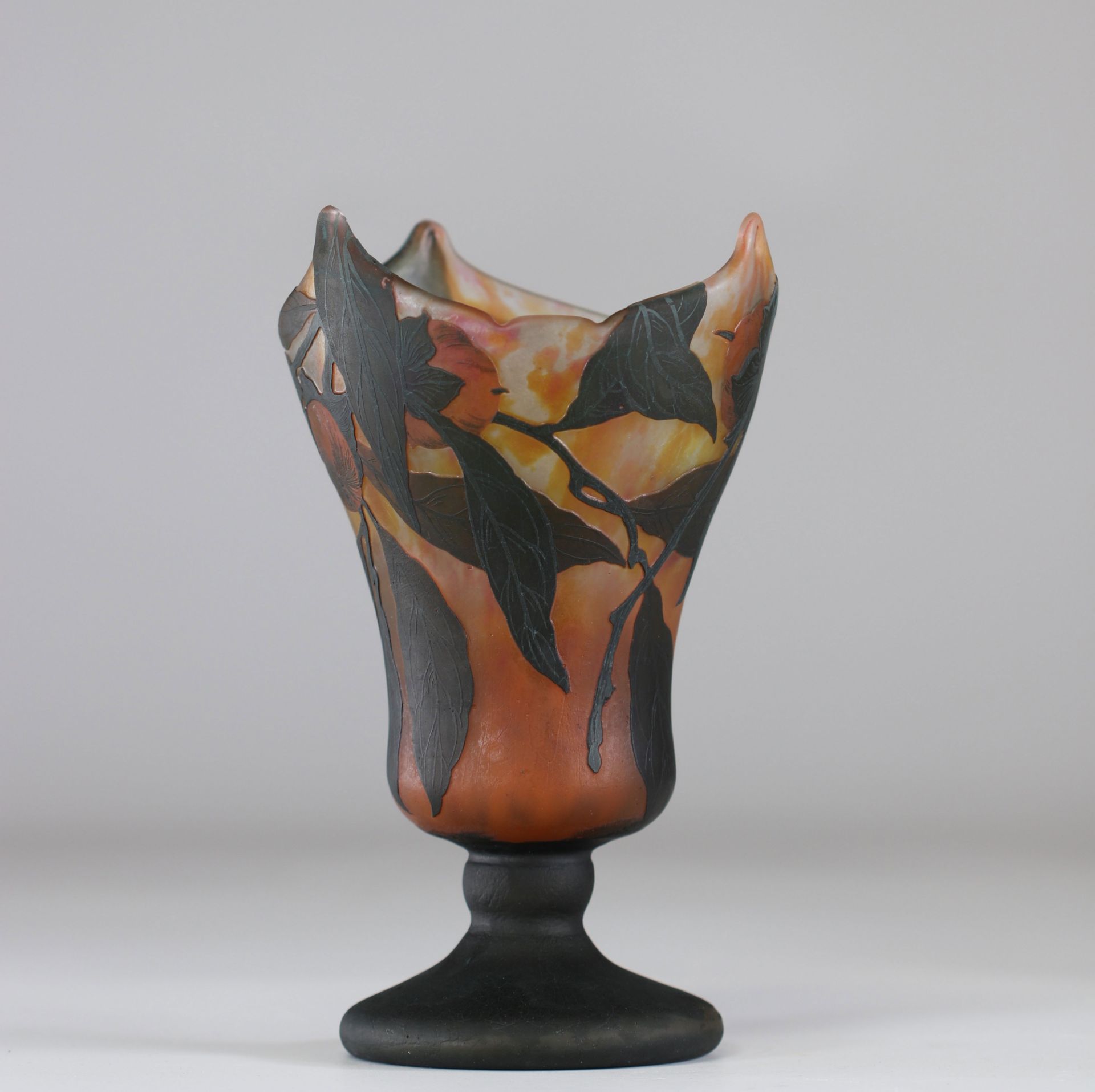 Daum Nancy Vase cleared with acid 'Plaqueminier du Japon' (Khaki), - Image 4 of 4