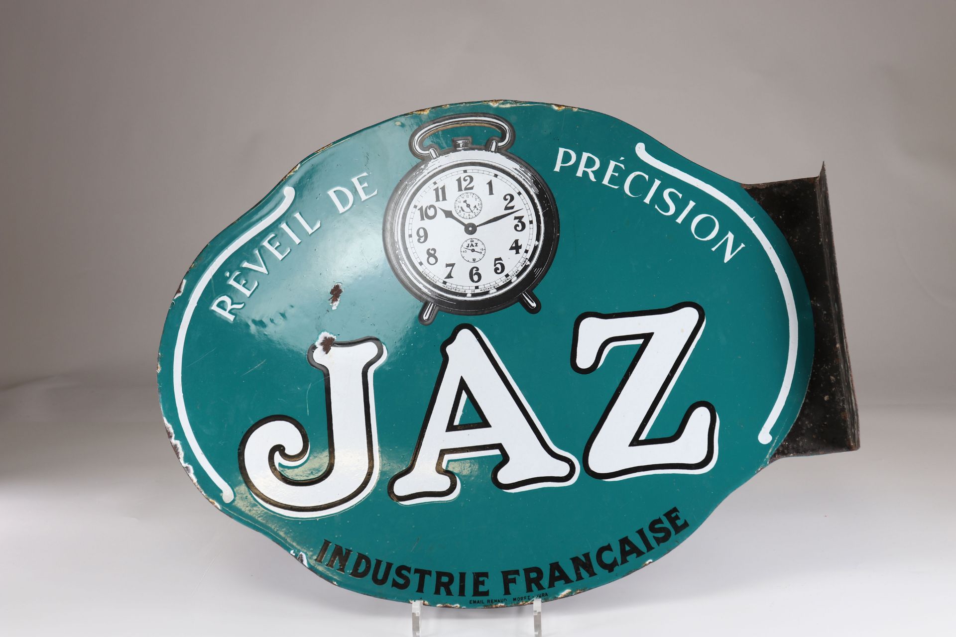 Double-sided enamel sign Jaz "precision alarm clock" - Image 2 of 2