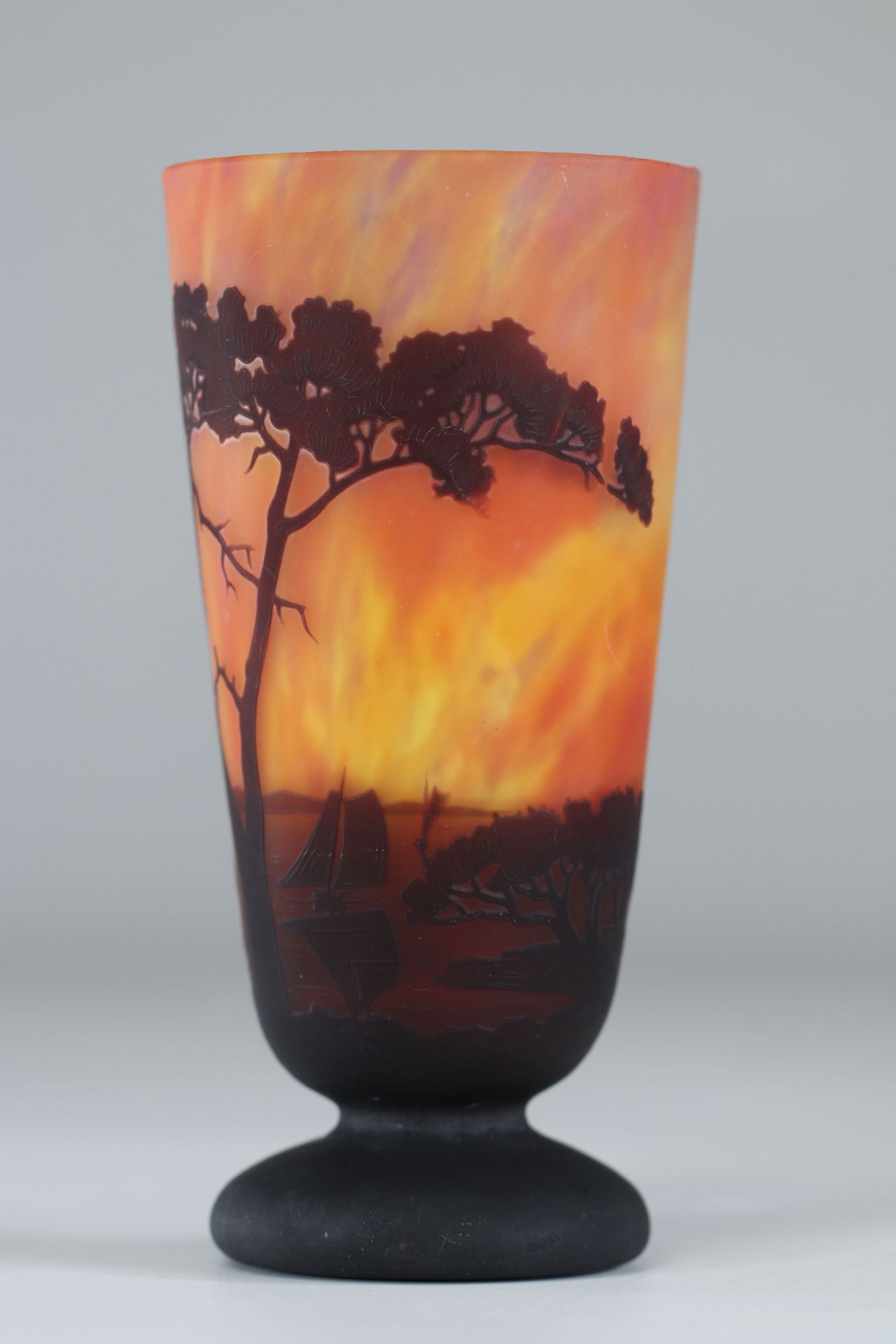 Daum Nancy Vase cleared with acid "landscape decor and sailboats" - Image 3 of 4