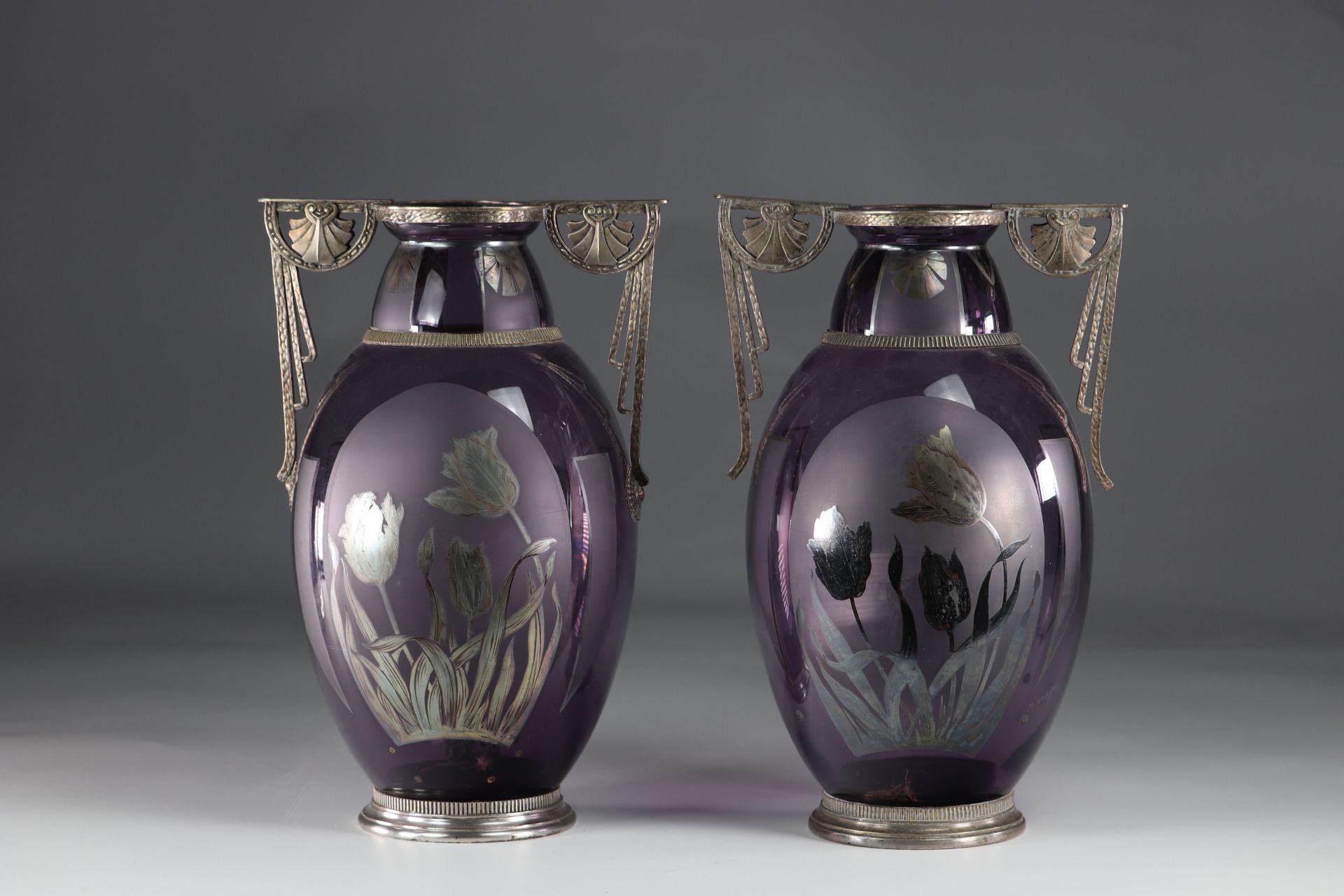 Pair Of 1930 Art Deco Vases Signed D'Argyl