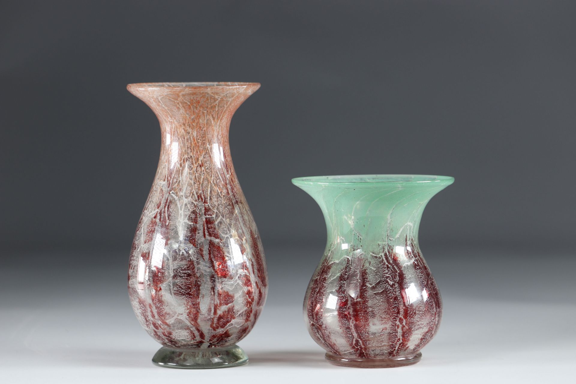 Vases set of 2 Opaline bursts of color