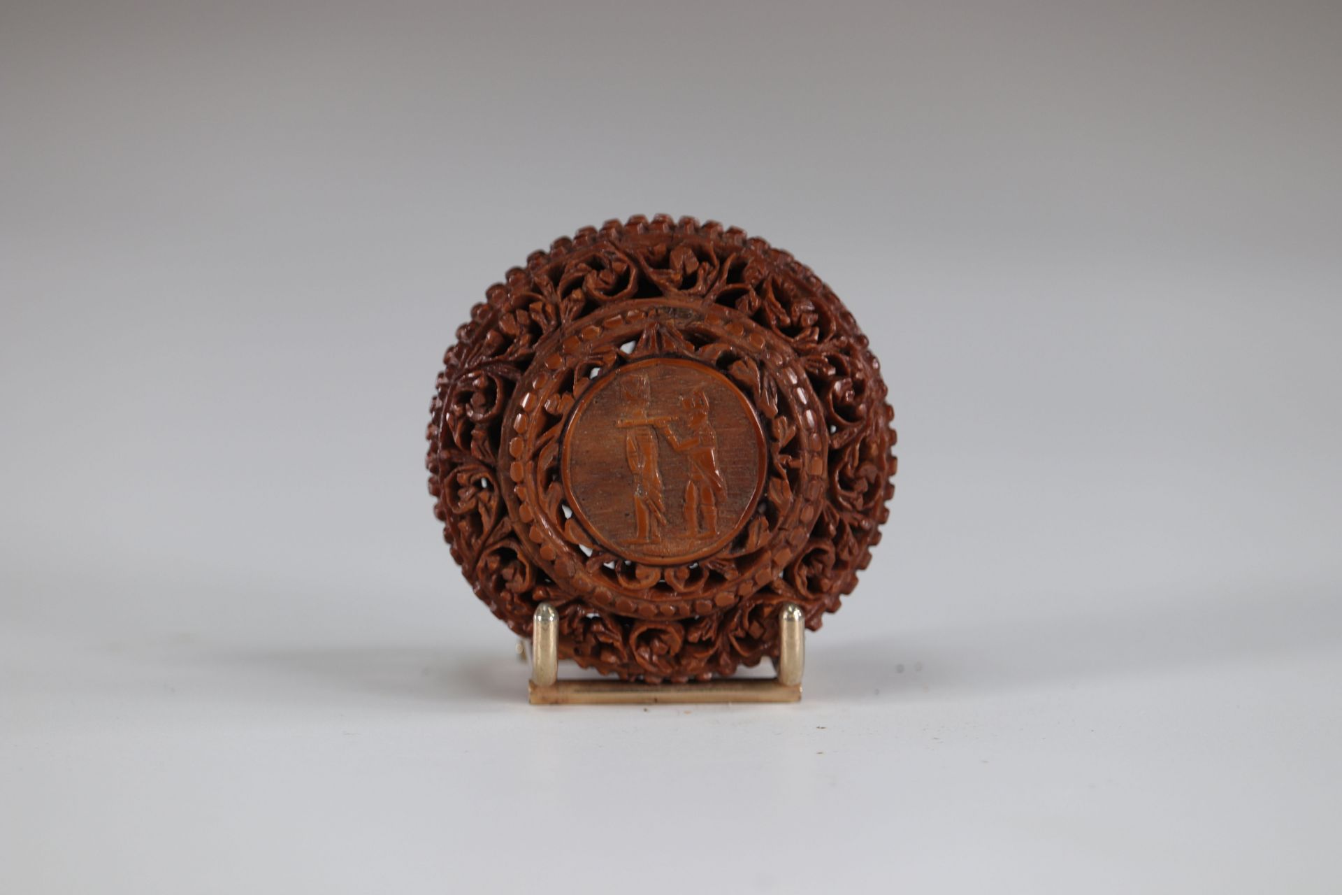 finely carved corozo box decorated with Napoleon