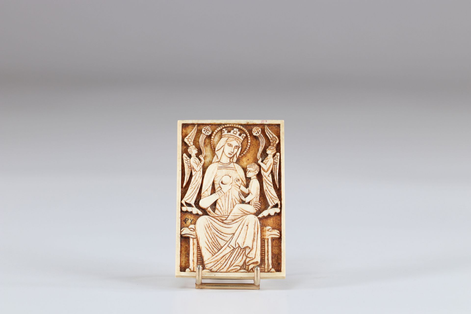 Carved ivory plaque religious scene