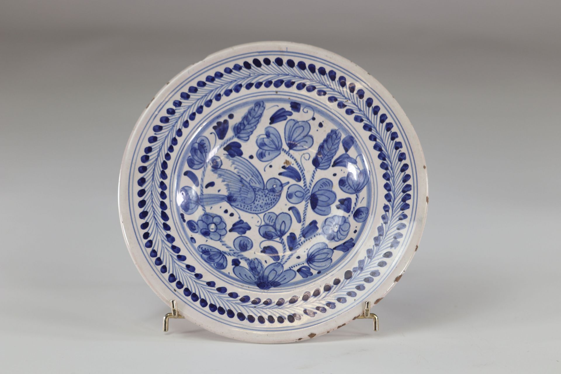 Delft? plate decorated with a bird