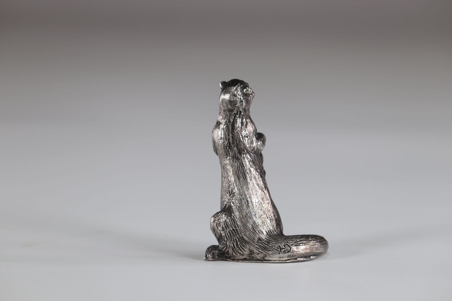 Signature silvered bronze otter to identify - Image 2 of 2