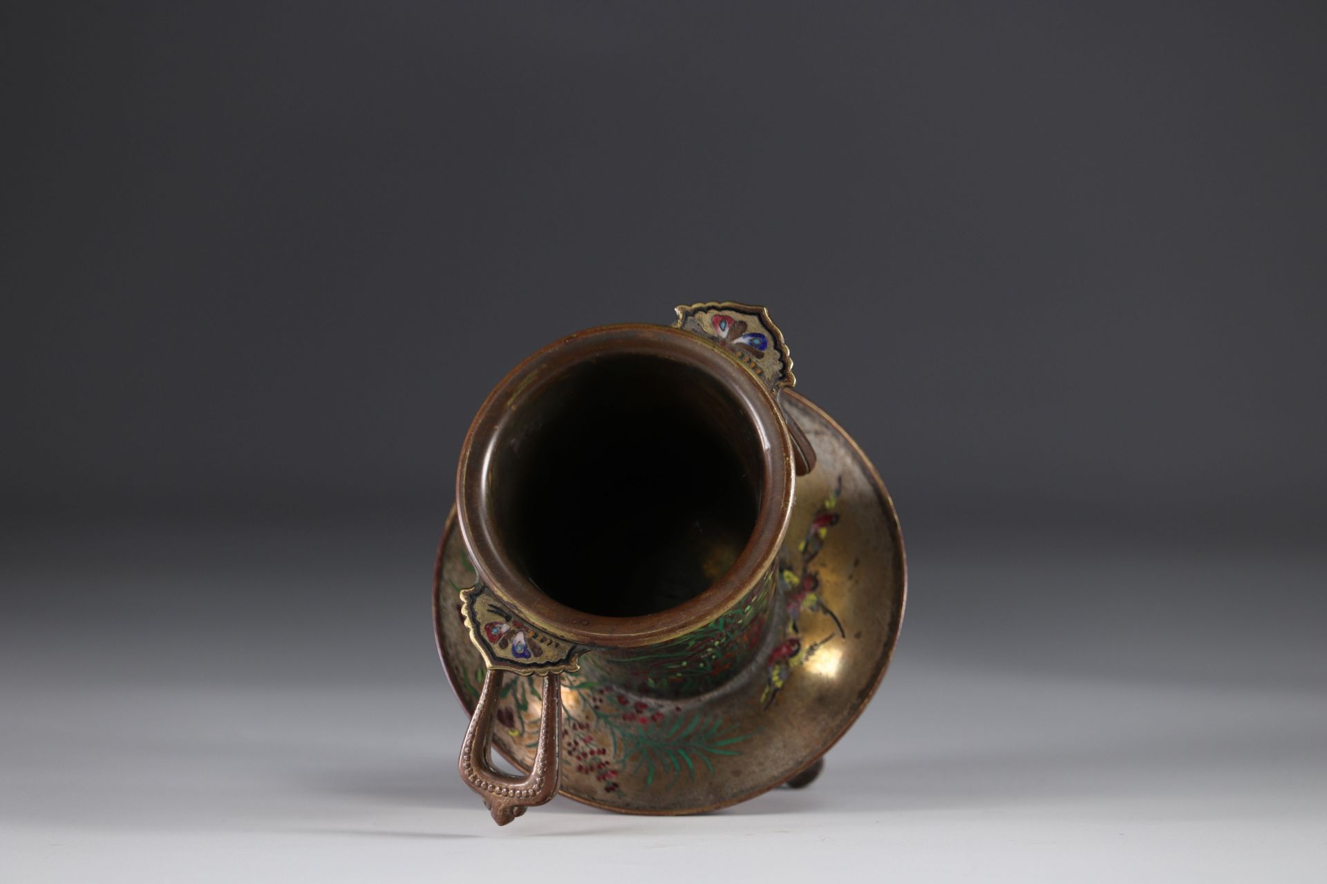 Japan bronze and enamel vase - Image 3 of 4