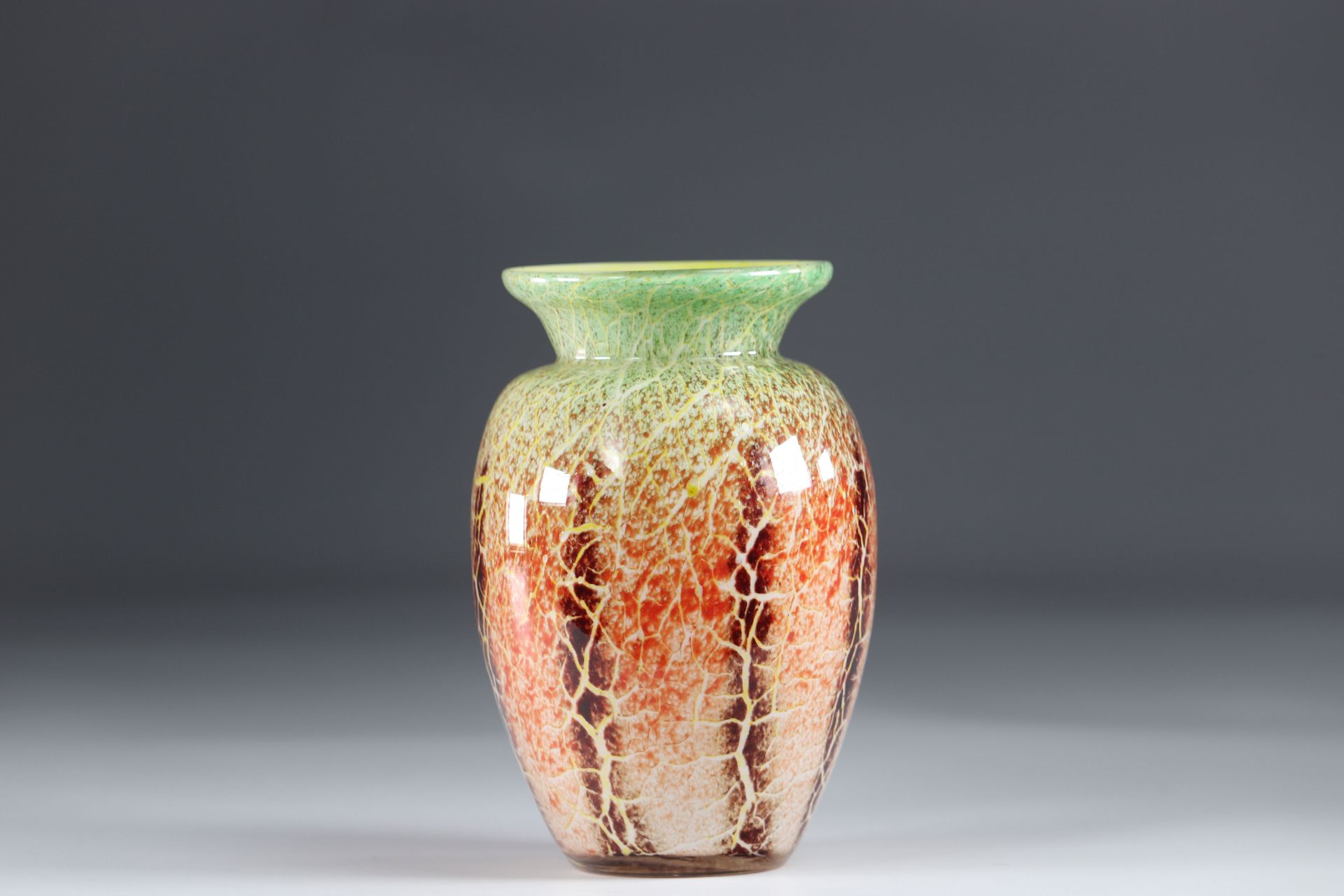 Opaline vase bursts of color 20th