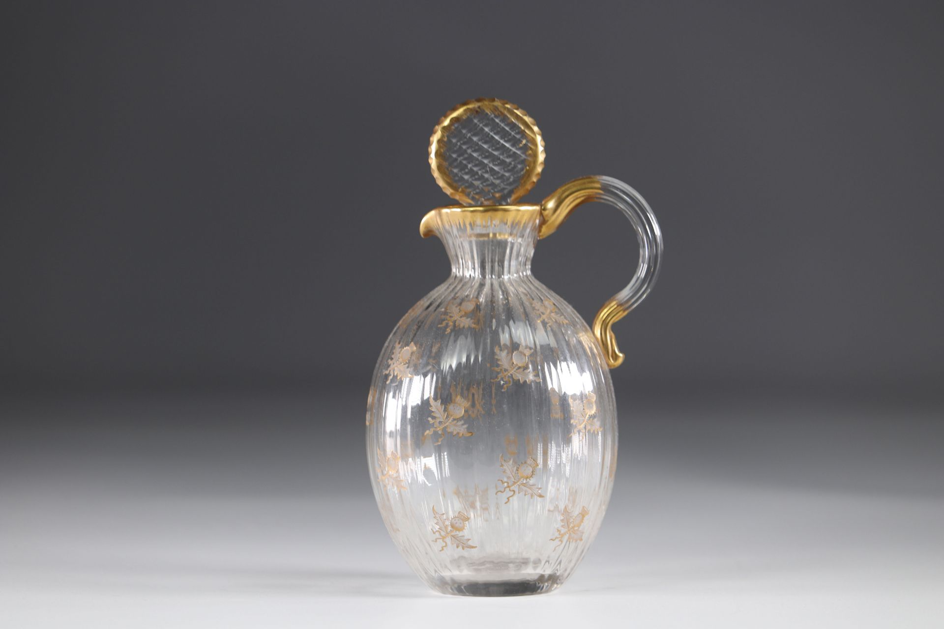 Daum Nancy decanter decorated with thistles - Image 2 of 3