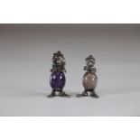 Two Clowns in silver and stone