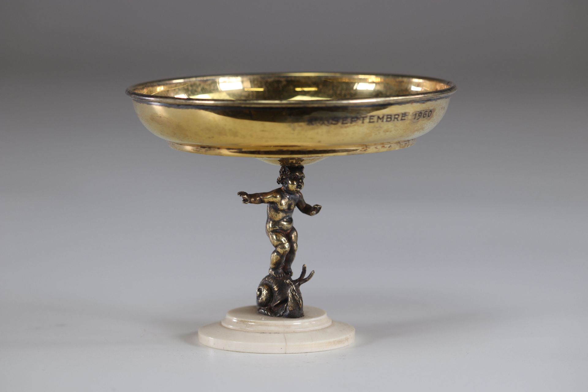 Philippe Wolfers silver cup decorated with a child on a snail